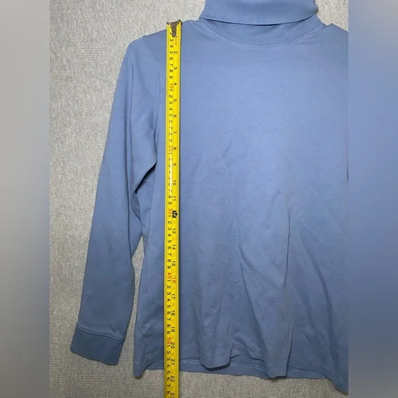 LL Bean Women's Cotton Turtleneck Pullover Blue Long Sleeve Shirt Size Small - Picture 2 of 7